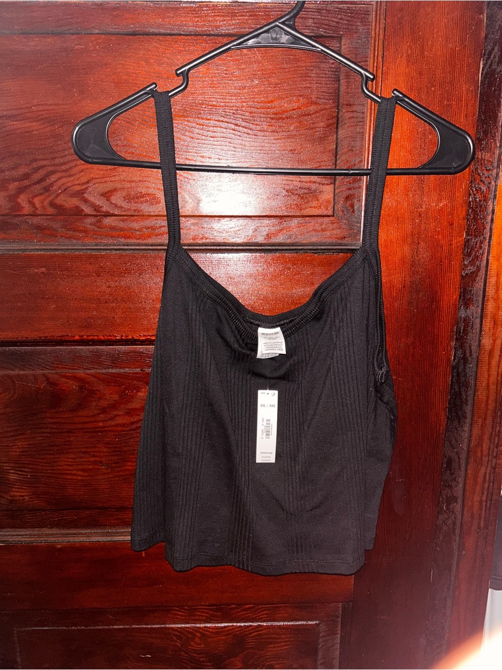 VS PINK Black Ribbed Crop Top